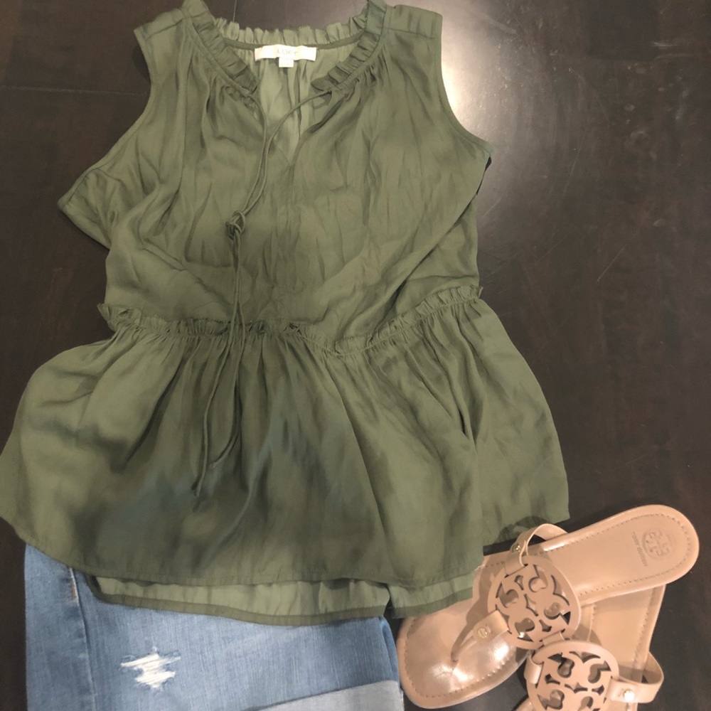 Loft Olive Peplum Blouse